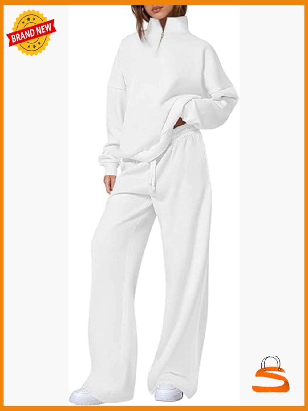 Women's Two Piece Tracksuit Quarter Zip Sweatshirt Straight Leg Pants